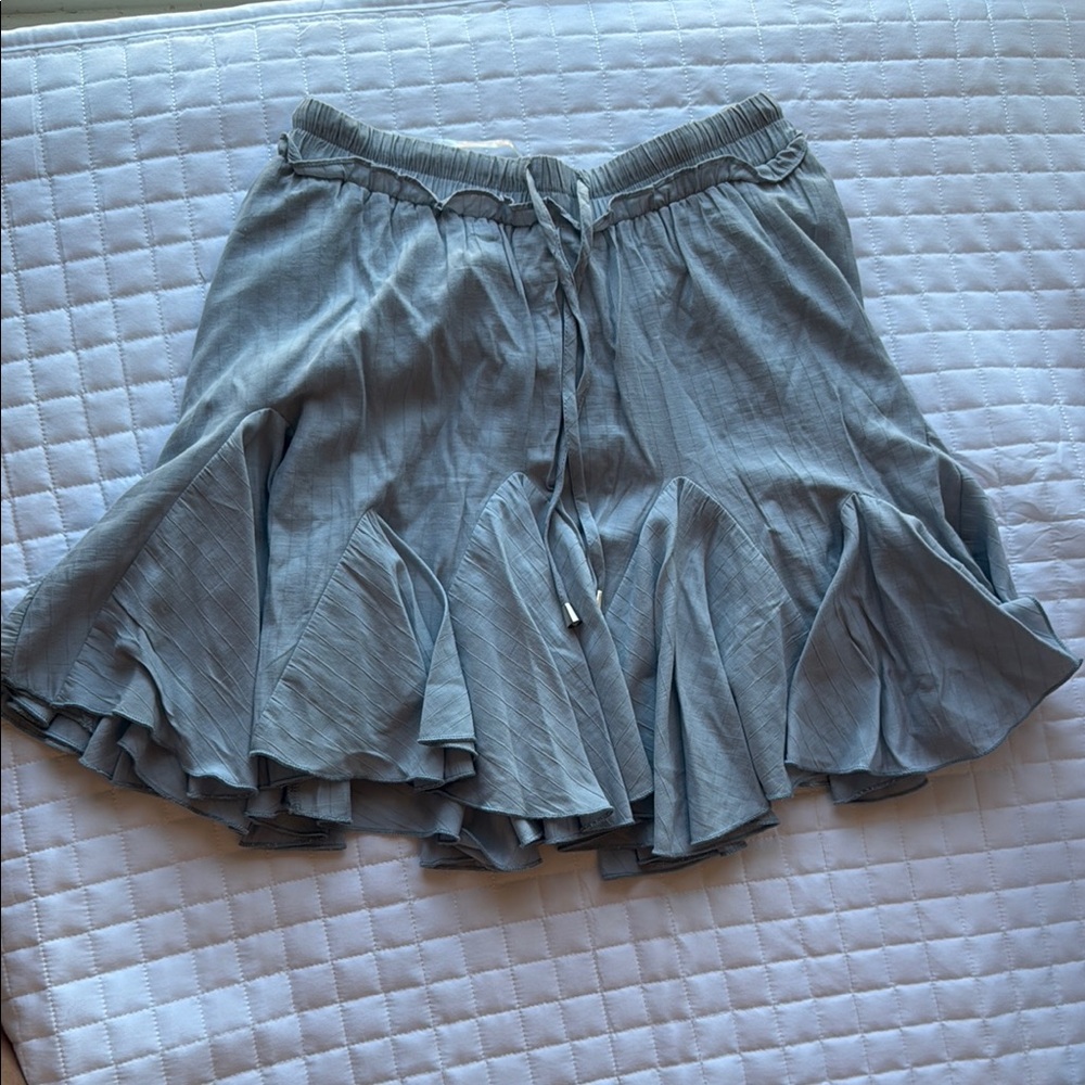 Entro Light Blue Ruffle Mini Skirt